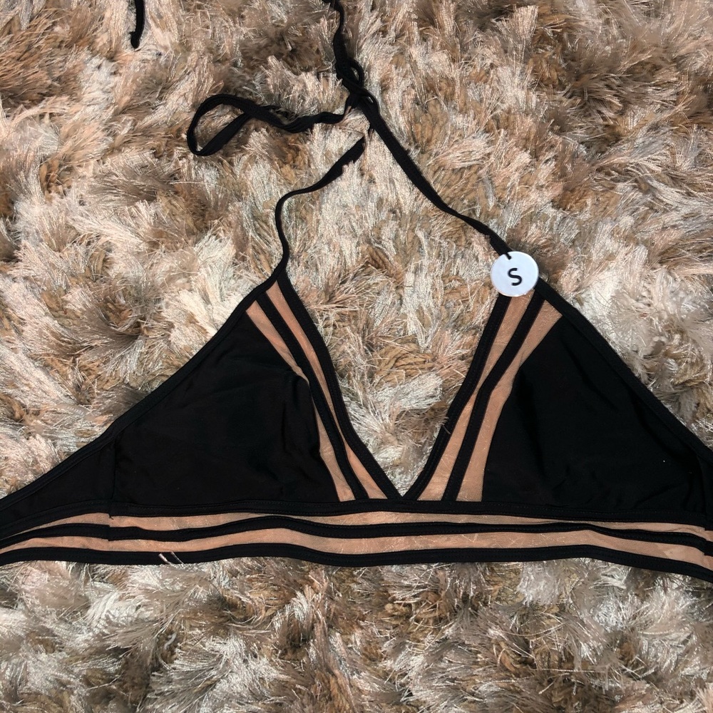 Mesh & black bathing suit top